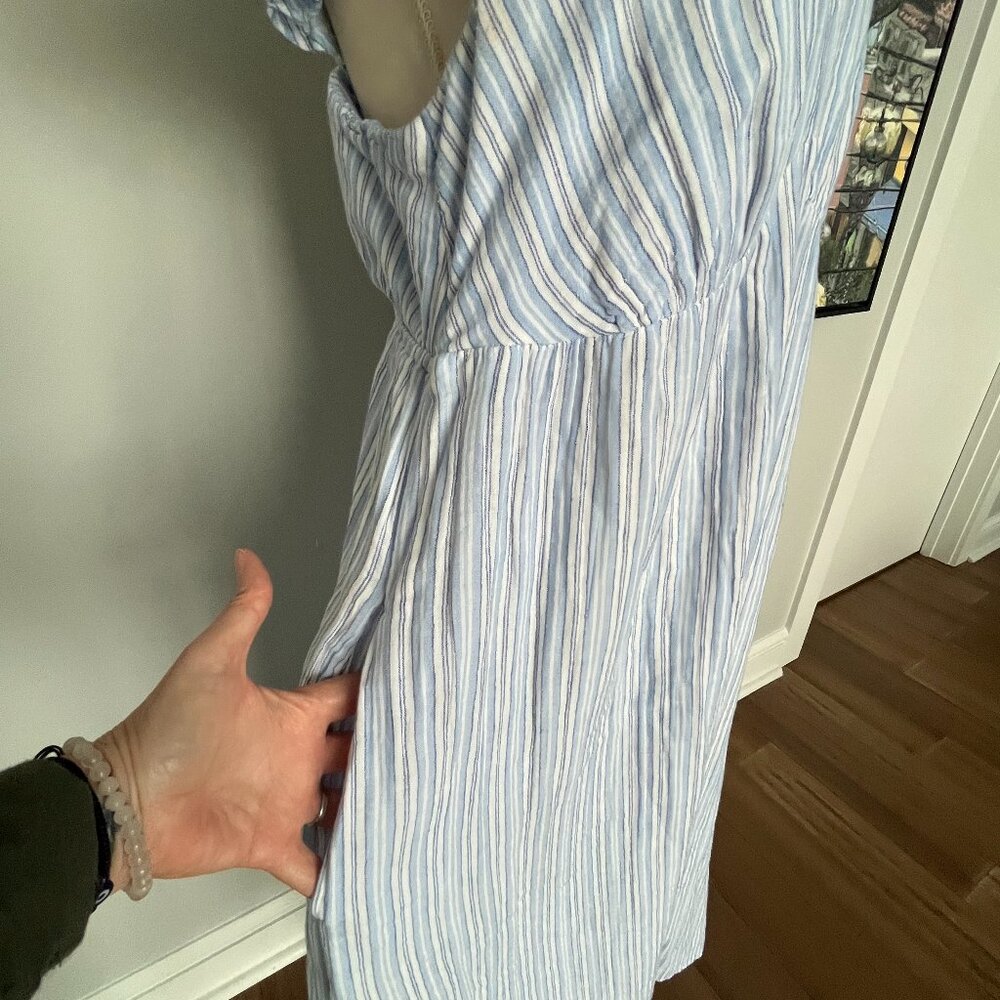 Time and Tru Blue and White Striped Midi Dress L - Picture 2 of 6